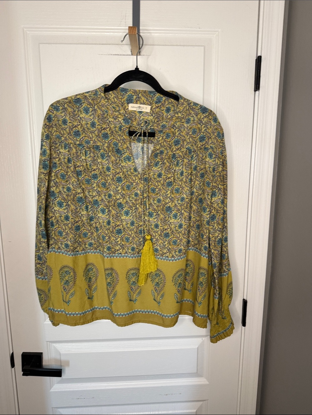 NATURAL LIFE Yellow Floral Tassel-Peasant Blouse